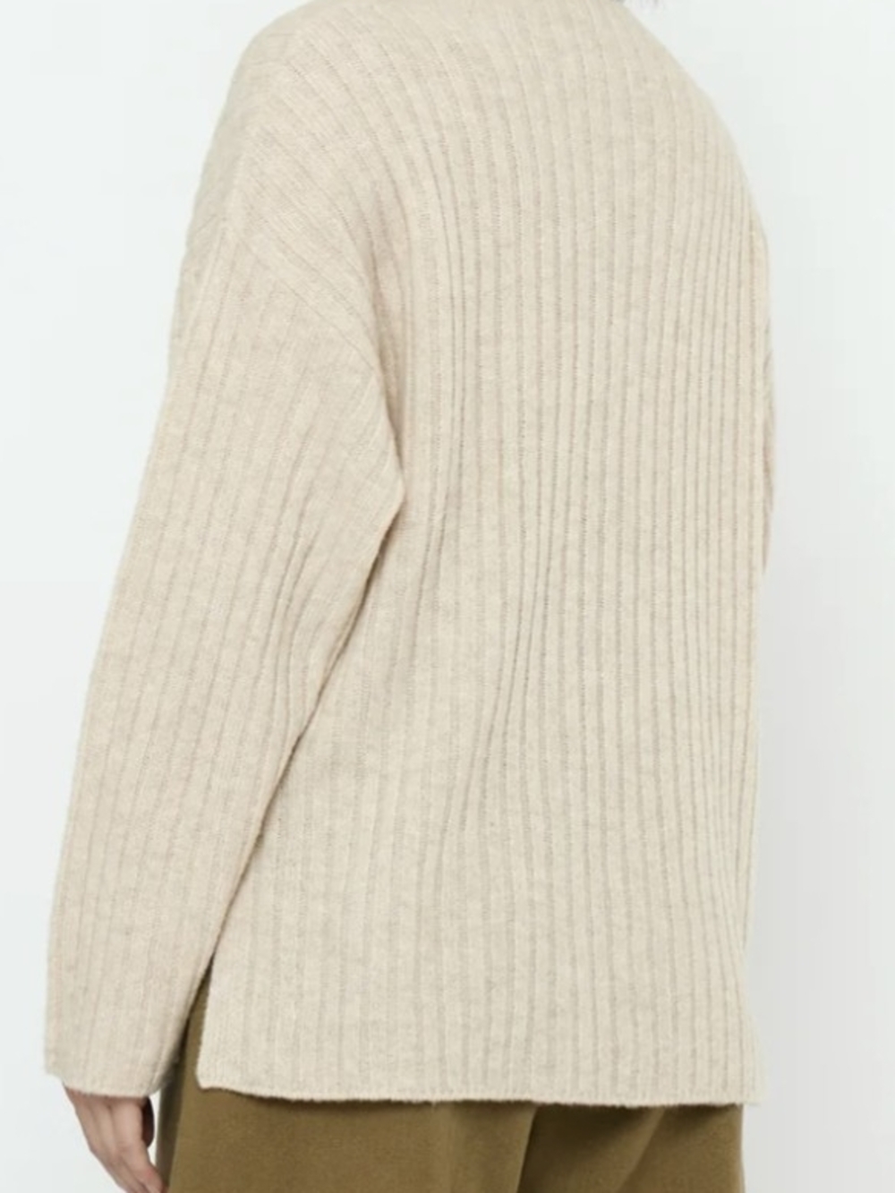 H&M Chunky Ribbed Scoop-Neck Sweater in Light Beige